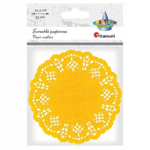 Serwetki ażurowe 11,5cm żółte 35szt.