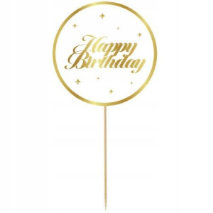 Dekoracja papierowa na tort Happy Birthday 10cm