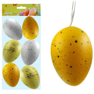 Ozdoba jajka pisanki plastik 6 cm 6 szt. żółte