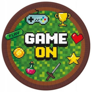 Talerzyki papierowe dekoracyjne 18cm 6szt Game On