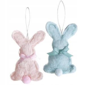 Zawieszki futerkowe króliczki 9cm 2szt pastel