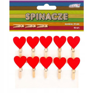 Dekoracja Spinacze drewniane serduszka 10szt. 3cm