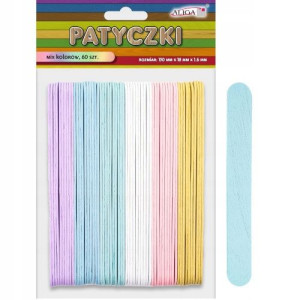 Patyczki drewniane 60szt. pastelowe 150x18x1,6mm