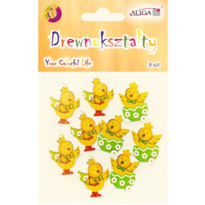 Dekoracja drewniana Kurczaczki kolorowe 9 szt.