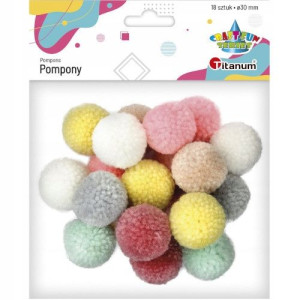 Pompony z włóczki 3cm mix jasny pastel