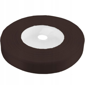 Tasiemka wstążka 12 mm satynowa ciemna brązowa 32m