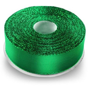 Tasiemka 38 mm Wstążka metalik bez drutu zielona