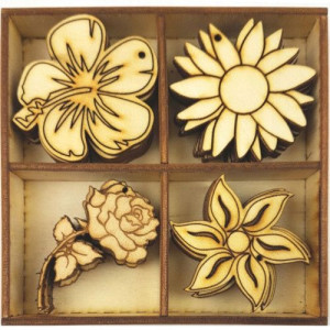Drewniany zestaw Kwiaty 20szt. 5cm grawer
