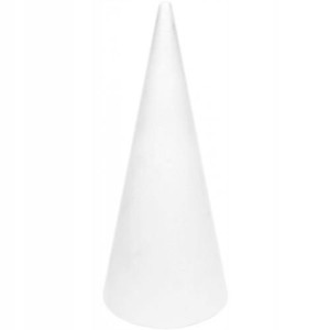 Stożek styropianowy 40 cm choinka ozdoba biała
