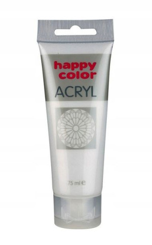 Farba akrylowa 75ml metaliczna srebrna Happy Color