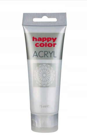 Farba akrylowa 75ml satynowa srebrna Happy Color