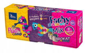 Farby plakatowe fluo, brokat, złoty, srebrny 10kol