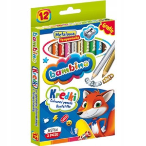 Kredki BAMBINO 12 kolorów w oprawie drewnianej