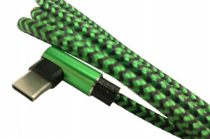 Kabel USB C KĄTOWY 1m OPLOT Zielony