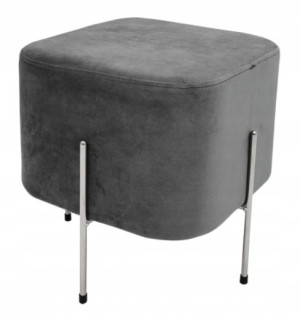 Pufa Kwadratowa Velvet na Nóżkach Szary 36 cm