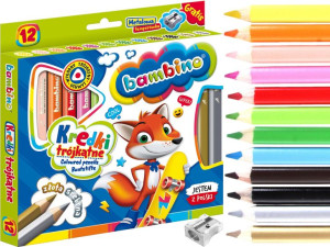 BAMBINO Trójkątne KREDKI w Drewnianej Oprawie 12k