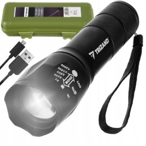 Mocna Latarka Taktyczna LED T6 CREE ZOOM USB