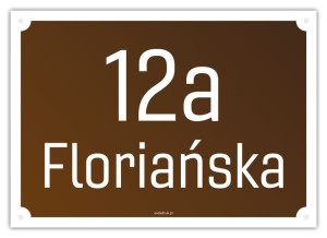 Tabliczka z numerem domu i nazwą ulicy na dom – brązowa