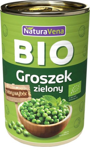 Groszek zielony konserwowy Bio 400 g puszka NaturaVena