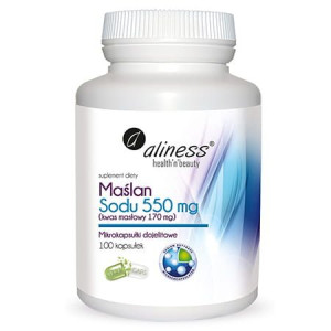 Aliness Maślan Sodu 550mg Kwas Masłowy 100 Kapsułek Vege