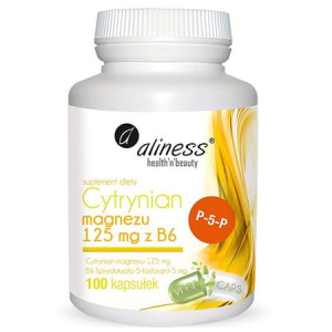 Aliness Magnez Cytrynian Magnezu 125mg + Witamina B6 100 Kapsułek Vege
