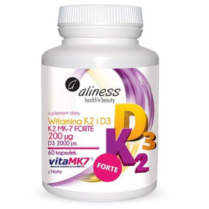 Aliness Witamina D3 + K2 Mk7 Forte 200mcg 60 Kapsułek