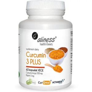 Aliness Curcumin 3 Plus 500mg Kurkumina Piperyna 60 Kapsułek Vege