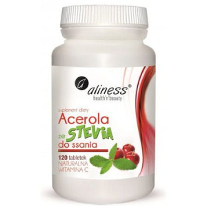 Aliness Acerola Ze Stewią Do Ssania Naturalna Witamina C 120 Tabletek