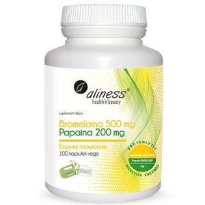Aliness Bromelaina 500mg Papaina 200mg 100 Kapsułek Vege