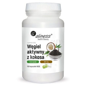 Aliness Węgiel Aktywny Z Kokosa Food Grade 300mg 100 Kapsułek Vege