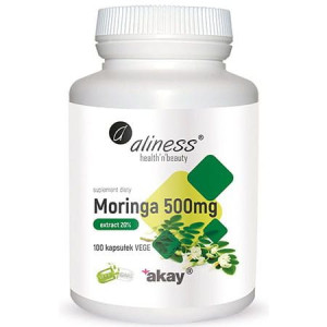 Aliness Moringa Ekstrakt 20% 500mg 100 Kapsułek Vege
