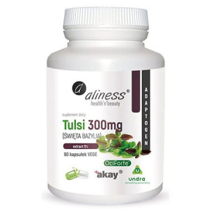 Aliness Tulsi Święta Bazylia 5% 300mg 90 Kapsułek Vege