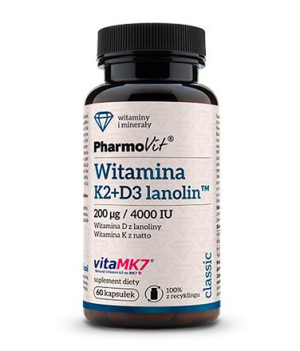 Pharmovit Witamina K2-mk7 200mcg+ D3 4000iu 60 Kap