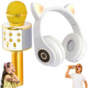Słuchawki Kocie Uszy + Mikrofon Karaoke Bluetooth
