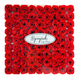 Mydlane Róże 81 Sztuk Kwiaty Czerwone Flower Box