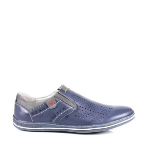 Męskie Mokasyny Ażurowe Półbuty Wsuwane Haver Ma70a-8 Navy/d.grey Granatowe