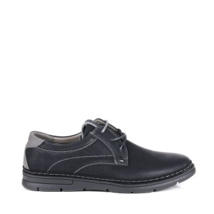 Męskie Półbuty Casual Sznurowane Haver Ab138a-6 Black/d.grey Czarne/szare