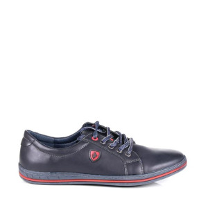 Męskie Półbuty Casual Sznurowane Haver Ab45-9 Navy/d.grey/red Granatowe/cze