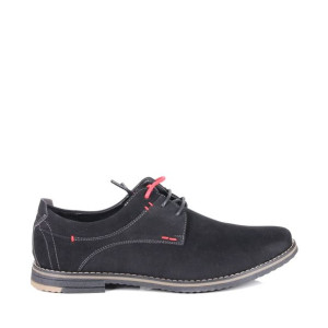Męskie Półbuty Casual Sznurowane Ab90-12 Black/red Czarne/czerwone