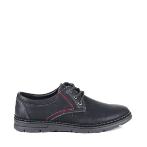 Męskie Półbuty Casual Sznurowane Haver Ab136a-1 Black Red Czarne/czerwone