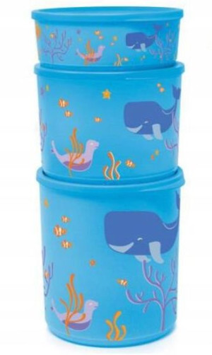 Tupperware Cubic Cubik Wieloryby Ocean Zestaw 3sztuk