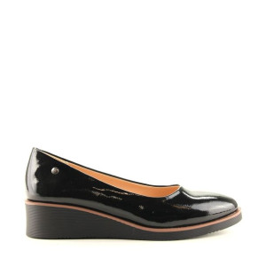Damskie Mokasyny Buty Na Koturnie Vinceza 10865 Czarne Lakierowane