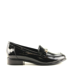 Damskie Mokasyny Buty Wsuwane Potocki 12065bk Czarne Lakierowane