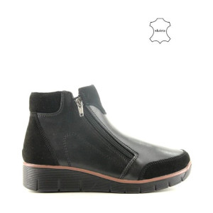 Botki Sneakersy Ze Skóry Filippo 3950 Czarne Na Zamek