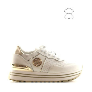 Sneakersy Ze Skóry Filippo Dp3538 Biało Złote