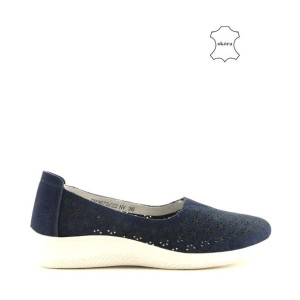 Sneakersy Slip On Ze Skóry Filippo Dp3673/nv Granatowe