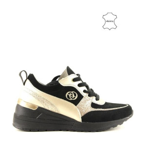 Sneakersy Ze Skóry Jezzi 21pb08-3954 Black/gold
