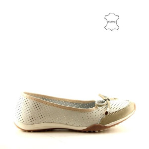 Półbuty Balerinki Evento 8bl08-4005 White/beige Skóra