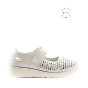 Półbuty Na Rzep Evento Comfort 8pb850227 White Skóra