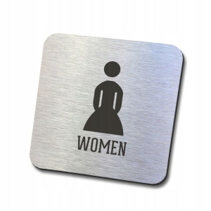 srebrna tabliczka informacyjna WC women